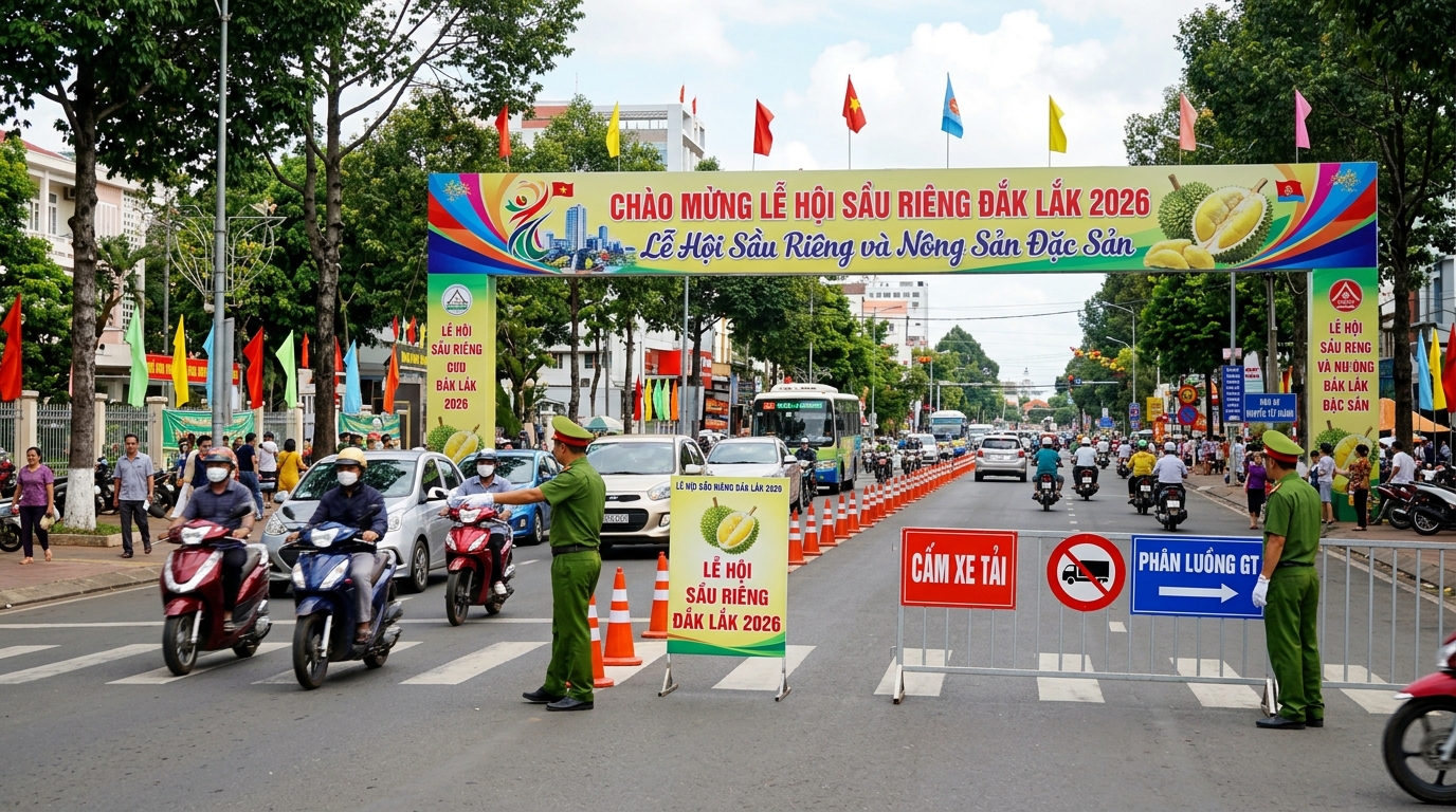 Thông báo cấm đường, phân luồng giao thông phục vụ Lễ hội Sầu riêng năm 2026