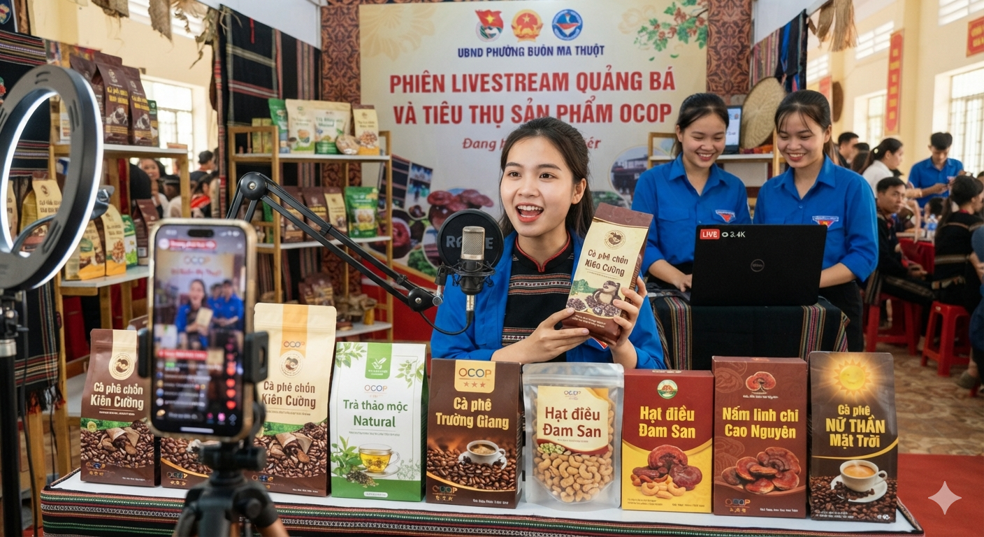 Phường Buôn Ma Thuột: Tổ chức livestream quảng bá, tiêu thụ sản phẩm OCOP vào tối ngày 04/9/2026