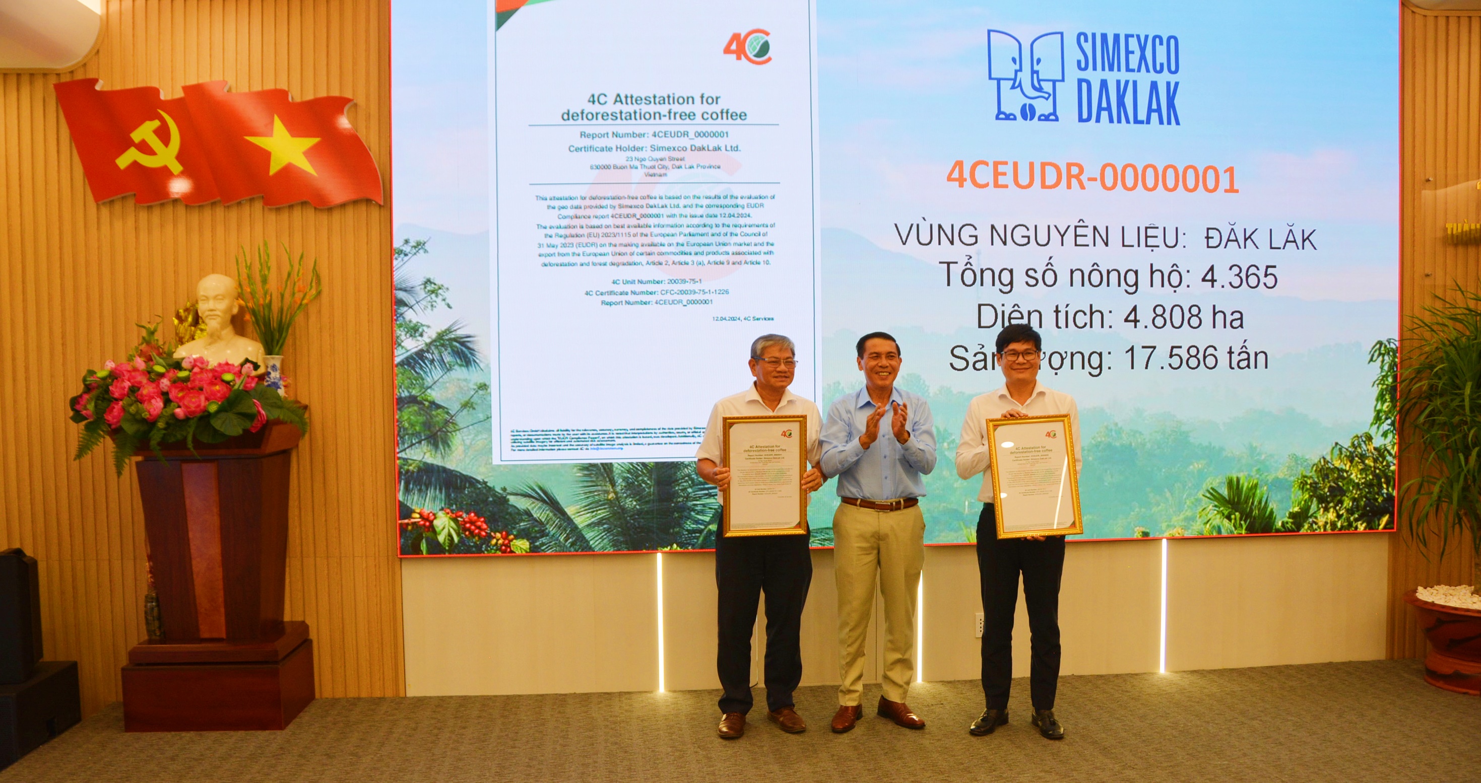 Simexco Đắk Lắk- Doanh nghiệp tiên phong xây dựng vùng sản xuất cà phê tuân thủ EUDR đầu tiên của Tỉnh Đắk Lắkcũng như của nghành cà phê Việt Nam.